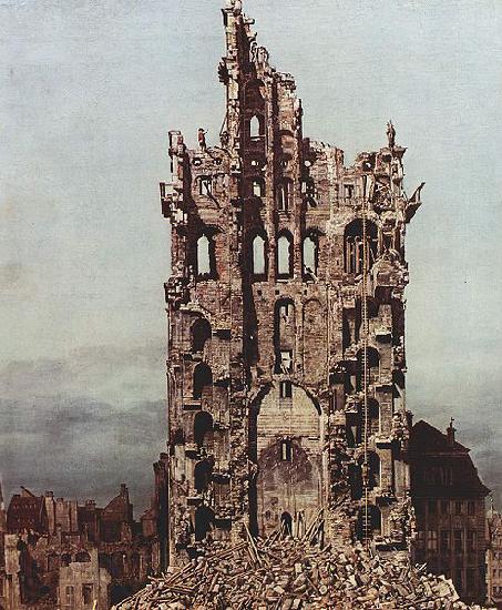 Bernardo Bellotto Ansicht von Dresden, Die Ruine der Kreuzkirche, von Osten aus gesehen Spain oil painting art